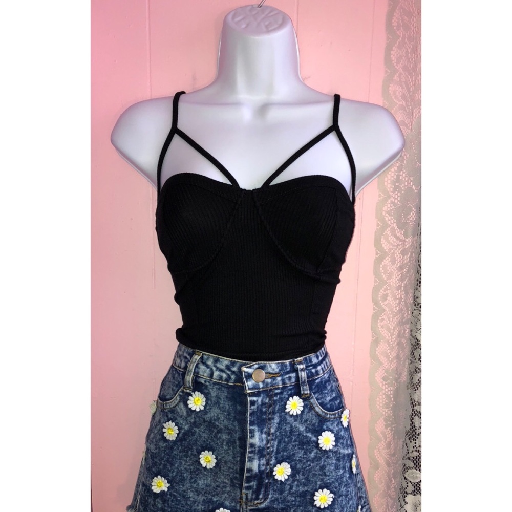 Black strappy bodysuit medium NWT